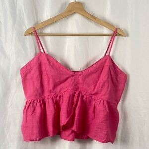 American Eagle Pink Sleeveless Peplum Cropped Top Size XL
